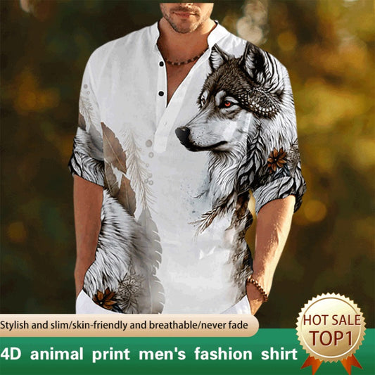 4d Animal Print Men'S Fashion Shirt