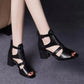 Women's High Heeled Leather Open Toe Sandals