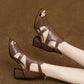 Women's High Heeled Leather Open Toe Sandals