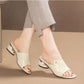 【50% off today】 2024 new women's chunky heel soft leather fish mouth sandals.