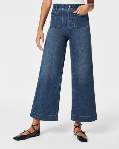⏳Tummy Control Cropped Wide-Leg Jeans