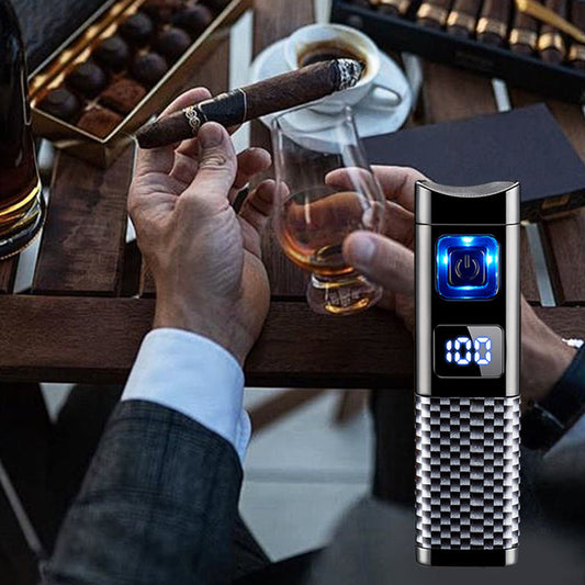 Zapalniczka cygarowa z wyświetlaczem LED, wielokrotnego ładowania i napełniani