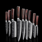 Multi-Use Stainless Steel Wooden Handle Damascus Pattern Kitchen Knife Set