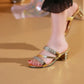 Women's Rhinestone-Embellished Block Heel Sandals