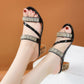 Women's Rhinestone-Embellished Block Heel Sandals