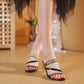 Women's Rhinestone-Embellished Block Heel Sandals