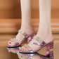 Women's Rhinestone-Embellished Block Heel Sandals