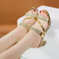 Women's Rhinestone-Embellished Block Heel Sandals