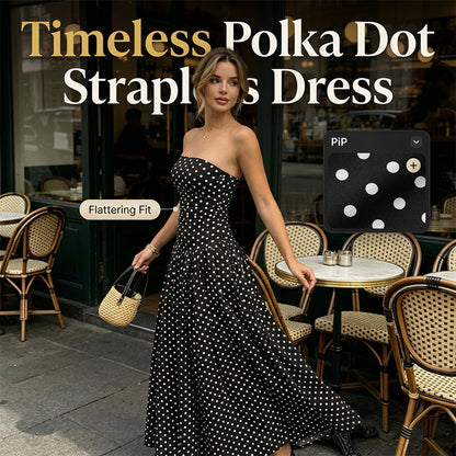 ✨ Sukienka bez ramiączek w kropki – elegancka i wygodna! ✨