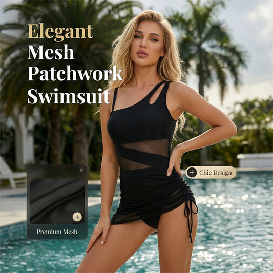 Damski seksowny kostium kąpielowy jednoczęściowy z siateczkowymi wstawkami