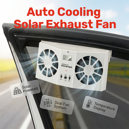 🚗 Wentylator wywiewny do samochodu na energię słoneczną – podwójna wentylacja turbo z wyświetlaczem temperatury ☀️