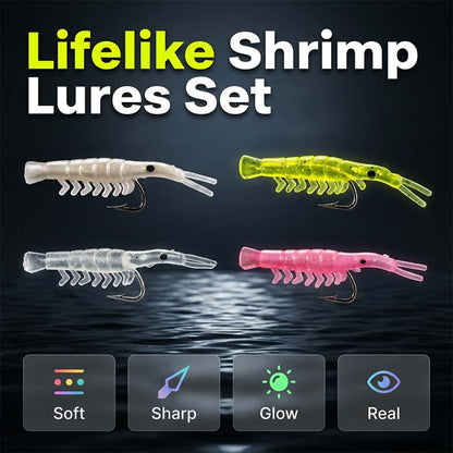 50 szt. świecących przynęt w kształcie krewetek – świecą w ciemności i ostre haczyki 🌙✨🦐🎣
