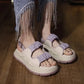 Women's Open Toe Buckle Ankle Strap Flatform Sandals