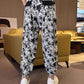 Men's Ice Silk Printed Casual Side Slit Cropped Pants