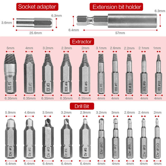 Screw extractor set