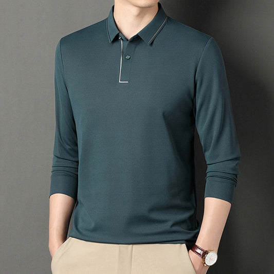 Men's Business Casual Long Sleeve Lapel T-shirt