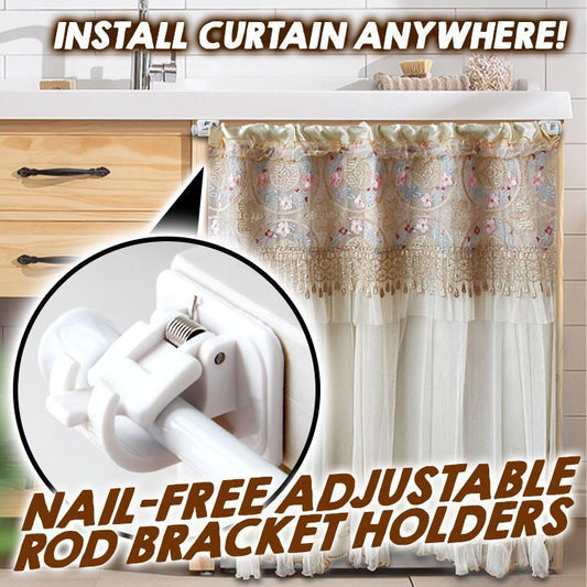 (🎅EARLY CHRISTMAS SALE-49% OFF) Nail-Free Adjustable Curtain Rod Holders(Set of 2)