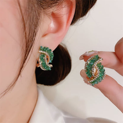 💖Mother's Day promotion 49% discount -💕Fashion cross green crystal earrings
