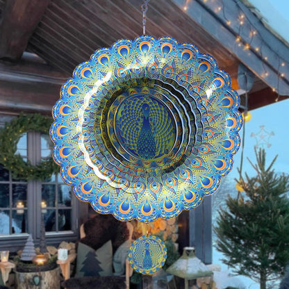 🎁[Creative Gift] 3D Rotating Wind Spinning Peacock Wind Chime