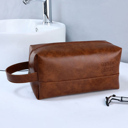 [best gift] Large Capacity Leather Toiletry Bag