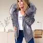 [Best Gift] Women's Warm Thick Faux Fur Collar Hooded Denim Jacket