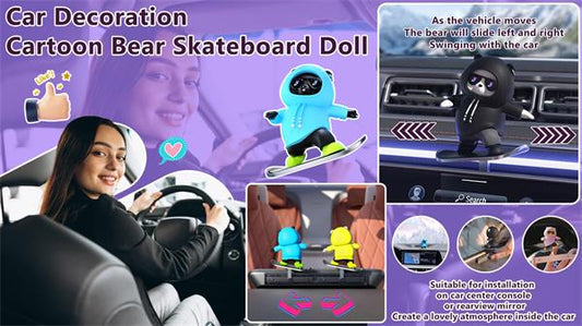 Cartoon Bear Skateboard Doll