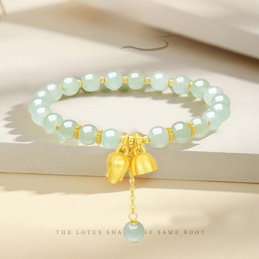 Lotus Flower Pendant Jade Bracelet