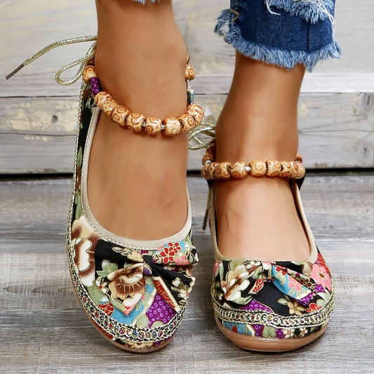 Women's Floral Print Flat Shoes