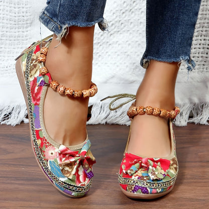 Women's Floral Print Flat Shoes